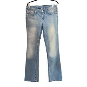 True Religion Womens Bootcut Jeans World Tour Size 30 x 33 Light Wash Denim Made